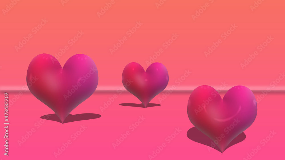 3d love pink and rend background wallpaper