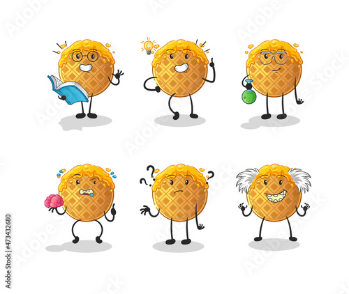 waffle thinking group character. cartoon mascot vector