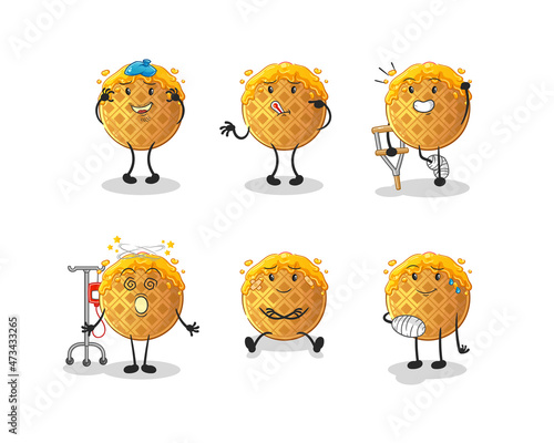 waffle sick group character. cartoon mascot vector