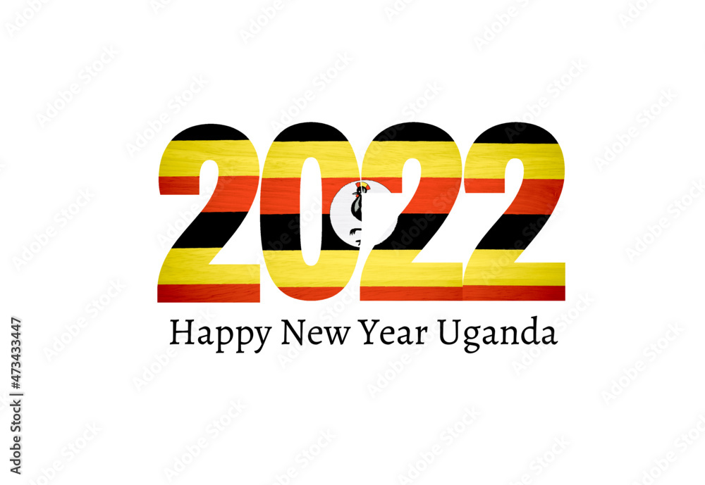 Happy New Year 2022 Uganda Flag 