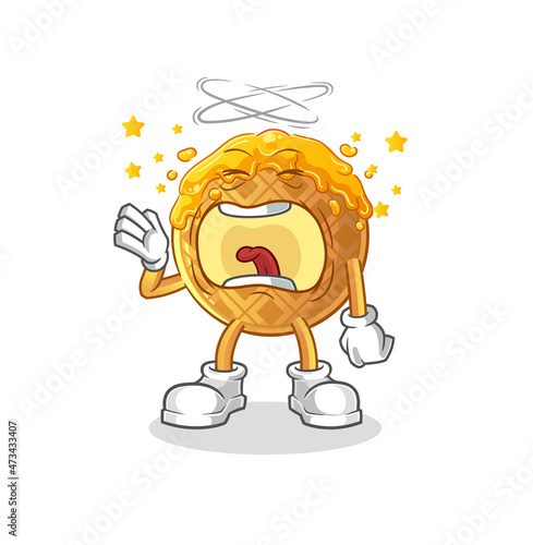 waffle yawn character. cartoon mascot vector