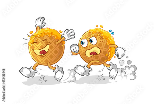 waffle play chase cartoon. cartoon mascot vector
