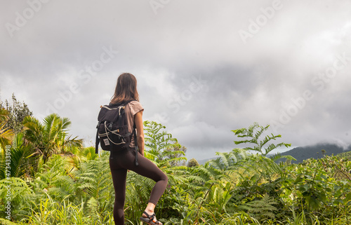 Hiker in El Yunque Rainforest, Puerto Rico photo