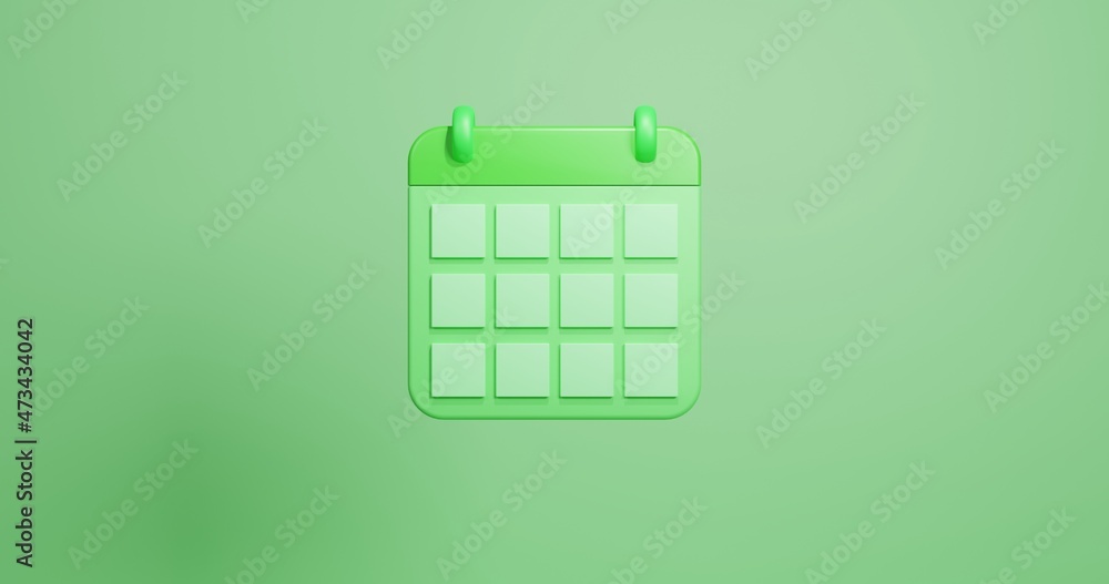 3D render illustration organizer calendar Green. 3D render illustration organizer calendar Green.