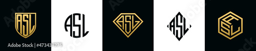 Initial letters ASL logo designs Bundle