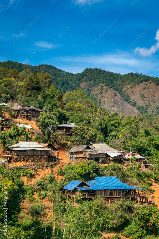 Remote village of Eng tribe in mountains near Kengtung, Myanmar Remote village of Eng tribe in mountains near Kengtung, Myanmar