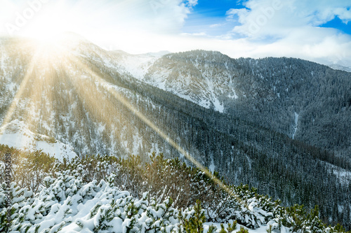 Fototapeta Naklejka Na Ścianę i Meble -  Winter landscape of Tatry mountains in winter, Poland.