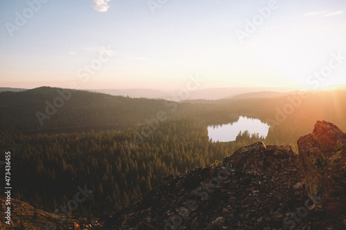 Distant View of Rucker Lake at Sunset photo