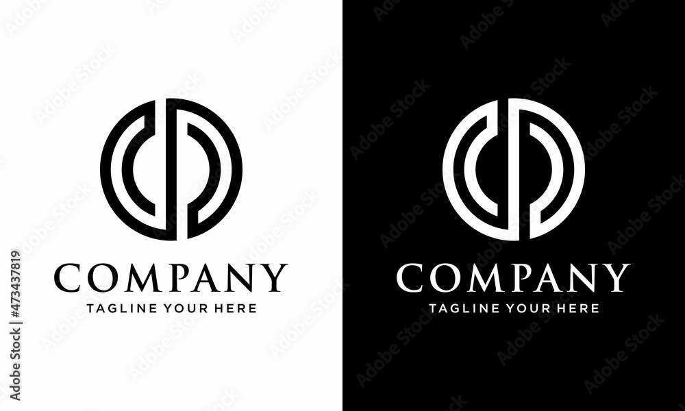 initial letter logo cd, dc, d inside c rounded lowercase black monogram vector template. on a black and white background. initial letter logo cd, dc, d inside c rounded lowercase black monogram vector template. on a black and white background.