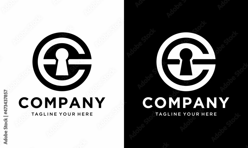 Creative abstract modern key locked hole sign logo design template. on a black and white background. Creative abstract modern key locked hole sign logo design template. on a black and white background.