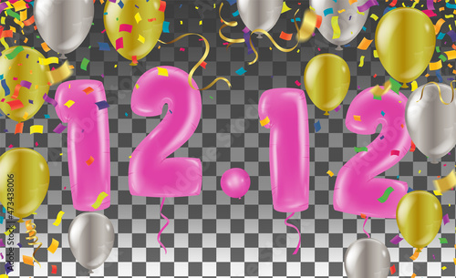 Party balloons 12-12-shopping day. SPECIAL OFFER Supper sale. shopping online