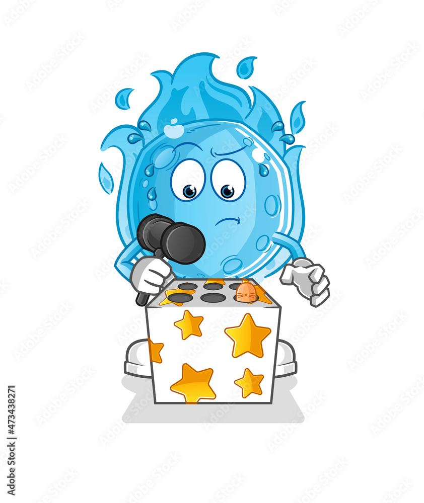blue comet play whack a mole mascot. cartoon vector