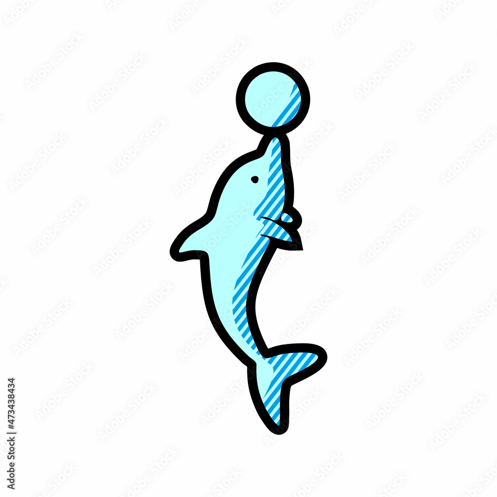 Dolphin with ball vector icon.Black vector icon isolated Dolphin with ball vector icon.Black vector icon isolated