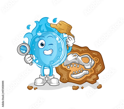 blue comet archaeologists with fossils mascot. cartoon vector