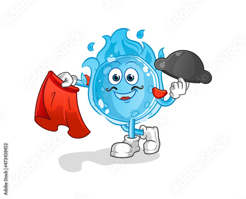 blue comet matador with red cloth illustration. character vector