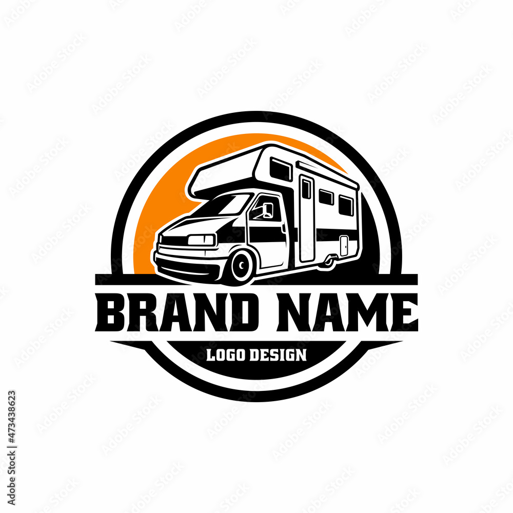 camper van - snail camper - caravan - motor home illustration logo vector