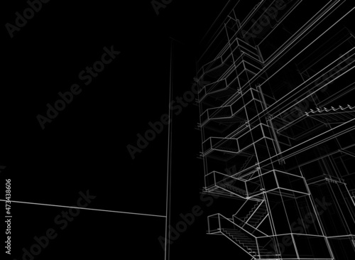 modern architecture digital background 3d illustration
