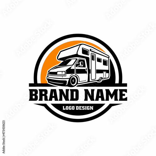 camper van - snail camper - caravan - motor home illustration logo vector