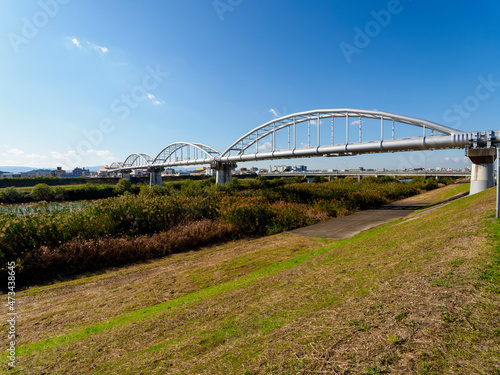 大和川に架かる水道管橋 photo