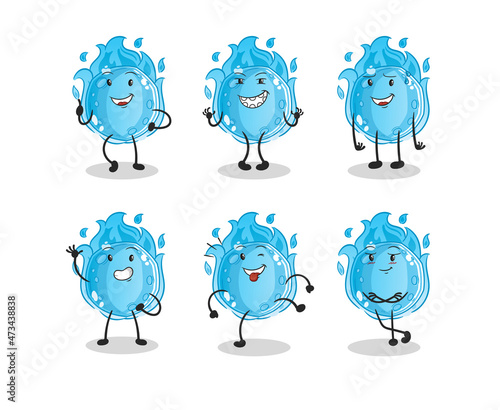 blue comet happy set character. cartoon mascot vector