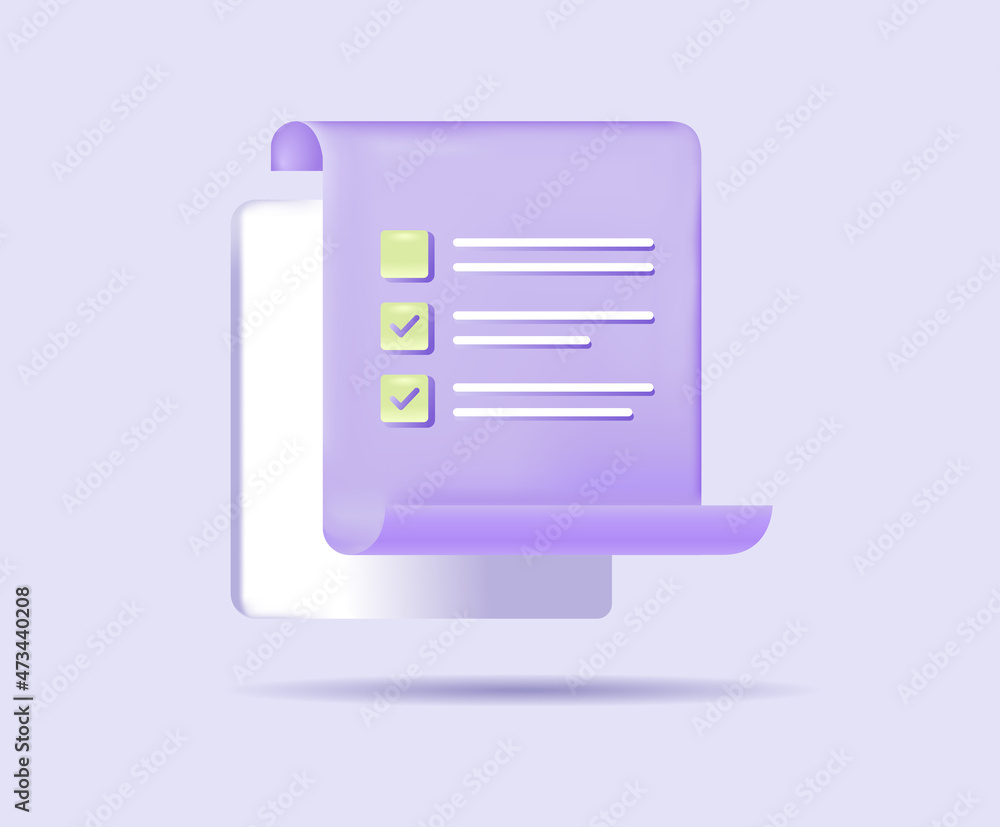 3d checklist document icon illustration set. Event, mobile, app, notification, bulletin board. Vector drawing. Hand drawn style. 3d checklist document icon illustration set. Event, mobile, app, notification, bulletin board. Vector drawing. Hand drawn style.