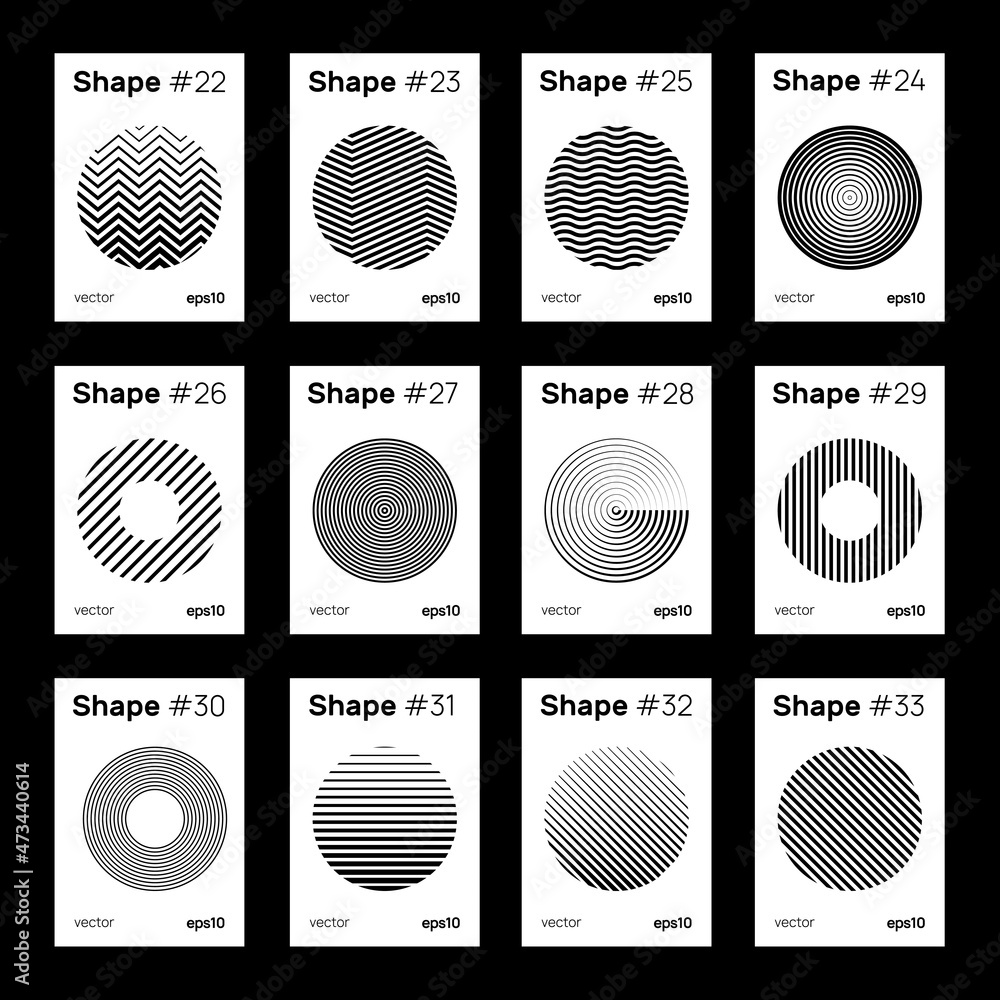Obraz premium Set Of Geometric Circle Shapes. Abstract Geometry Graphic Design Elements. Swiss Design Posters Collection
