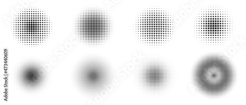 Pop Art Textures Vector Design. Set of Abstract Circle Dots Shapes.