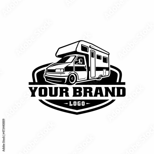 RV - camper van - caravan - motor home illustration logo vector