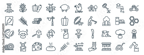 Foto set of 40 flat agriculture farming web icons in line style such as spring flower