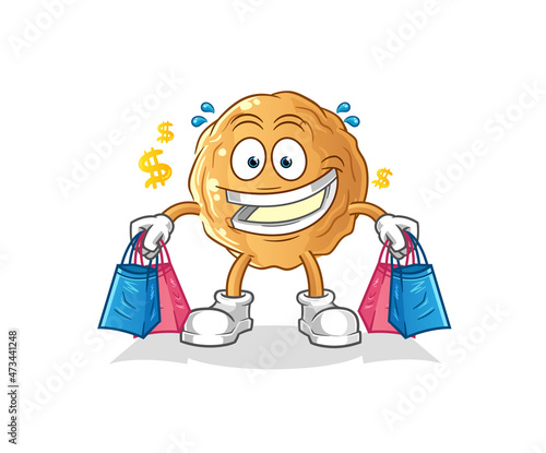 meatball shoping mascot. cartoon vector