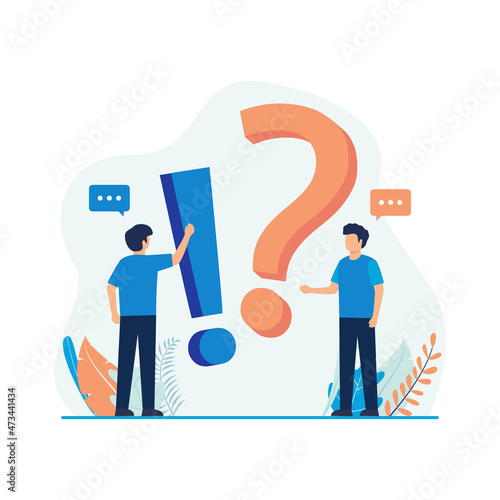 Call center operators carrying communication icons. Vector illustration, conceptual illustration of people, online communication, getting help information, answering questions