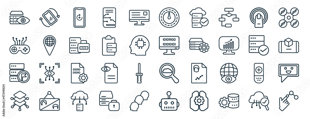 set of 40 flat augmented reality web icons in line style such as tilt ...