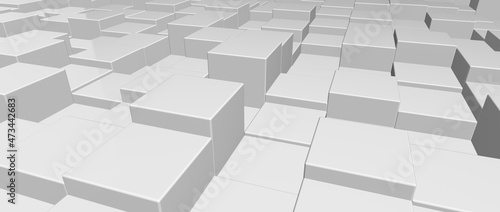 white cube technology background. white cube texture background. 3d illustration