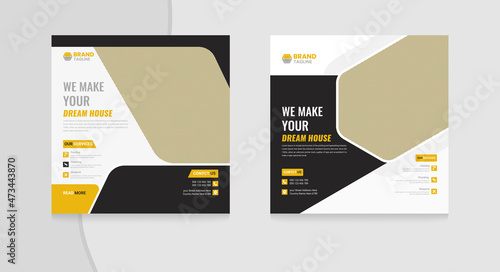 abstract Construction renovation flyer & handyman home repair or Social media web Banner template Design