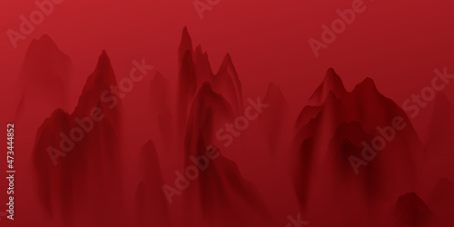 chinese new year 2022 chinese ink painting Beautiful high mountains with modern design.