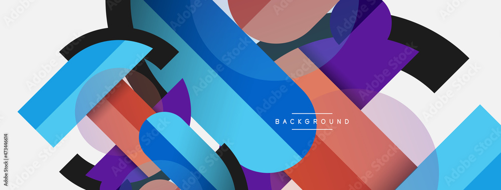 Geometric shapes composition abstract background. Circles lines and rectangles. Vector illustration for wallpaper banner background or landing page Geometric shapes composition abstract background. Circles lines and rectangles. Vector illustration for wallpaper banner background or landing page