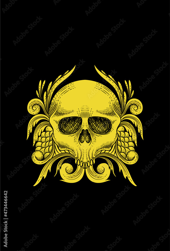 Skull with fruit and plant vector illustration Skull with fruit and plant vector illustration