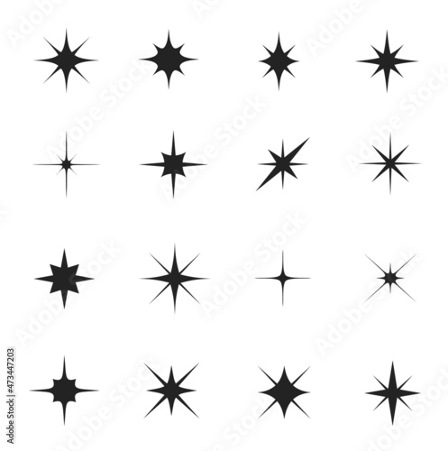 Star sparkle and twinkle, star burst and flash isolated vector signs. Shining lights of star and glitter with flare effects, bright sparks, starburst and firework explosion sparkles