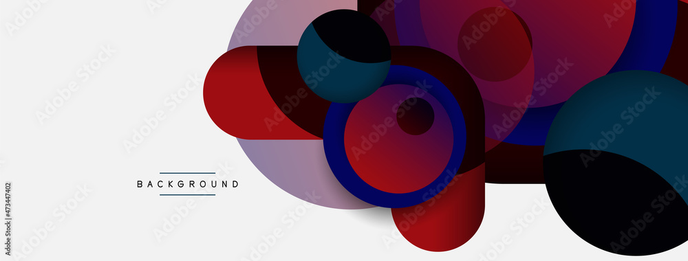 Fototapeta premium Vector round shapes circles minimal geometric background. Vector illustration for wallpaper banner background or landing page