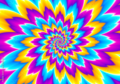 Colorful flower blossom. Optical illusion of movement.