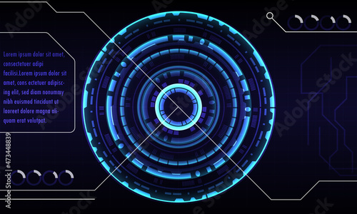 Futuristic abstract technology background. Icon symbol circuit. Vector and illustration. Sci-fi futuristic HUD lock dashboard display virtual reality technology screen background.
