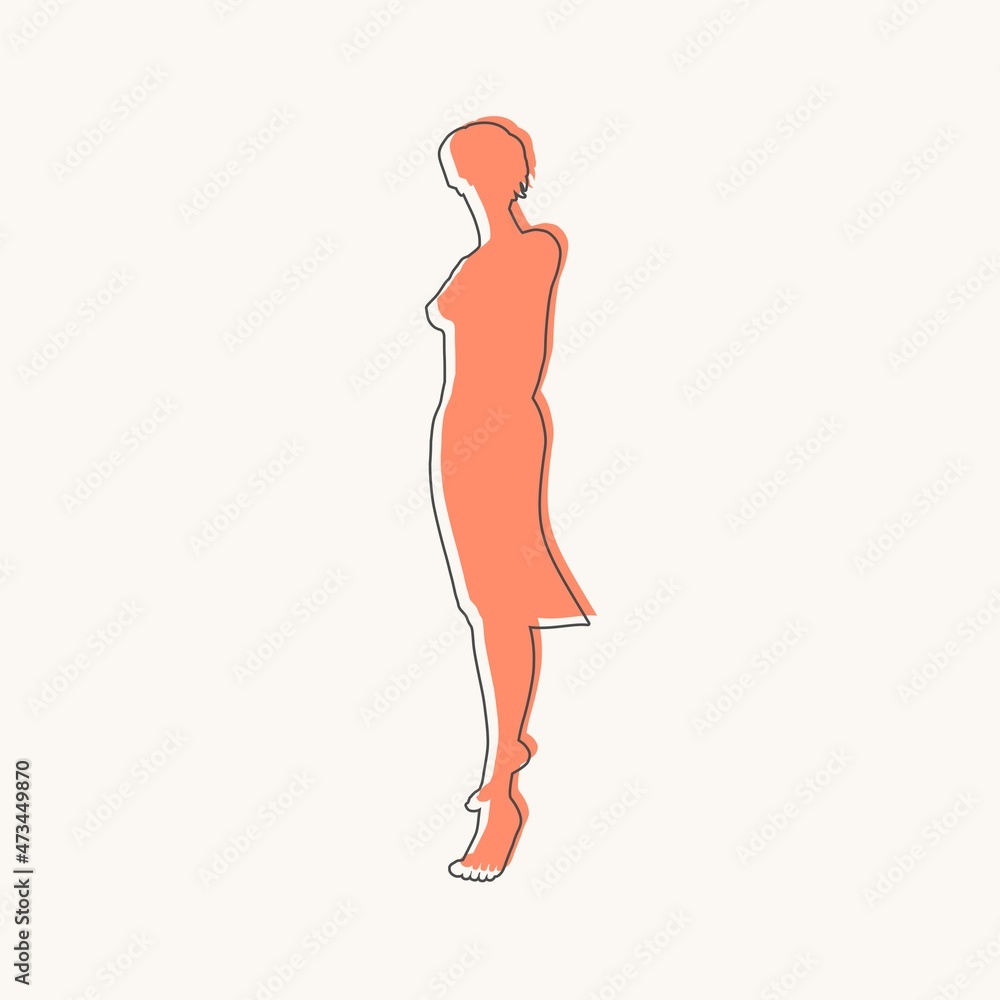 Silhouette of standing young woman in summer dress Silhouette of standing young woman in summer dress