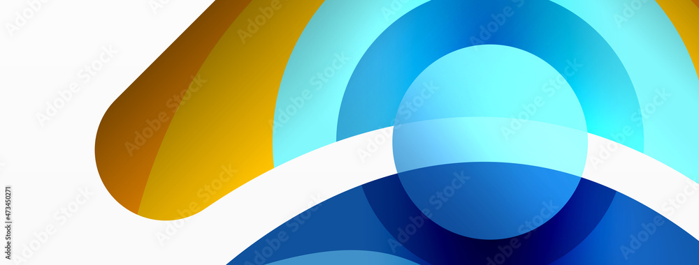 Fototapeta premium Creative geometric wallpaper. Minimal abstract background. Circle wave and round shapes composition vector illustration for wallpaper banner background or landing page