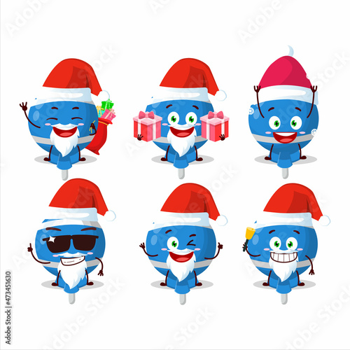 Santa Claus emoticons with blue lolipop wrapped cartoon character
