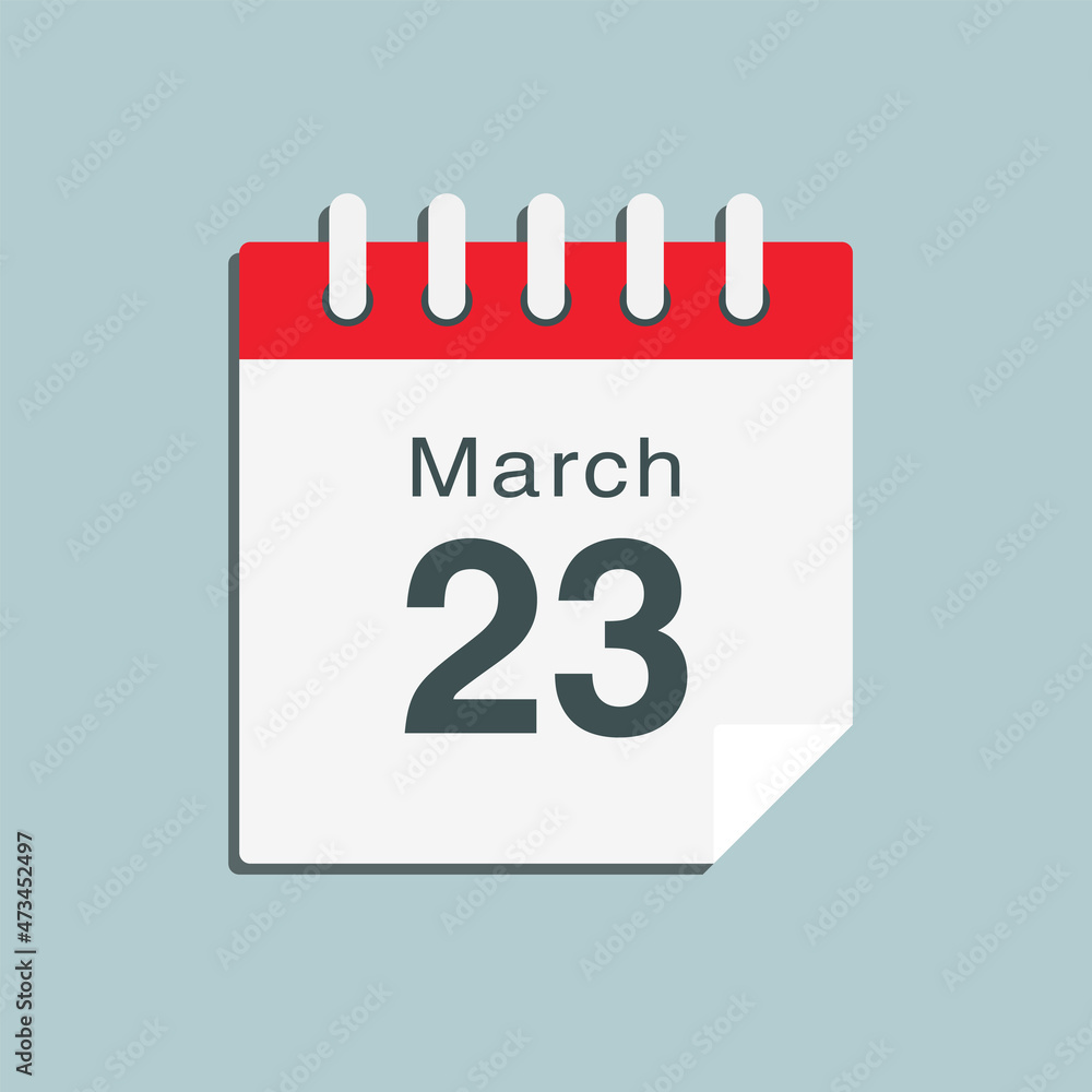 Icon day date 23 March, template calendar page Icon day date 23 March, template calendar page