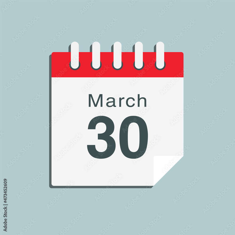 Icon day date 30 March, template calendar page Icon day date 30 March, template calendar page