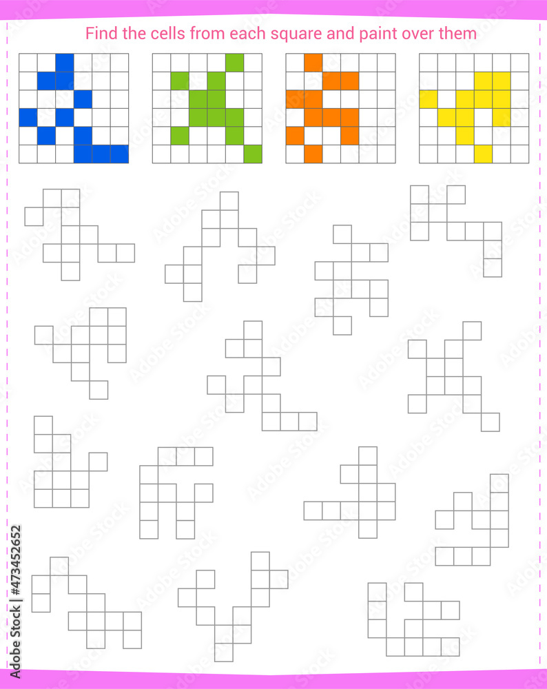 Logic game for children. Find the cells Logic game for children. Find the cells