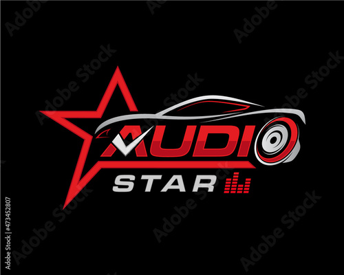 Car Audio Services Logo. Car and Music Logo design vector inspiration