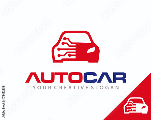 Car AI Technology logo design. Smart Car logo design vector