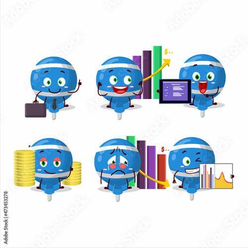 Blue lolipop wrapped character designs as a trader investment mascot